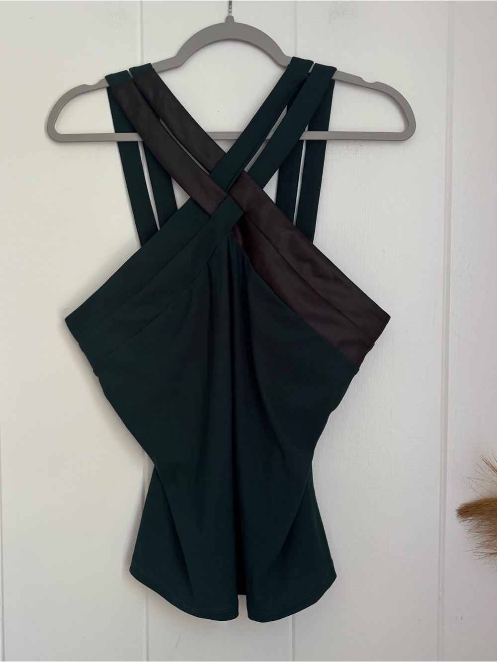 AUW Forest Green Top with Black Cross-Straps